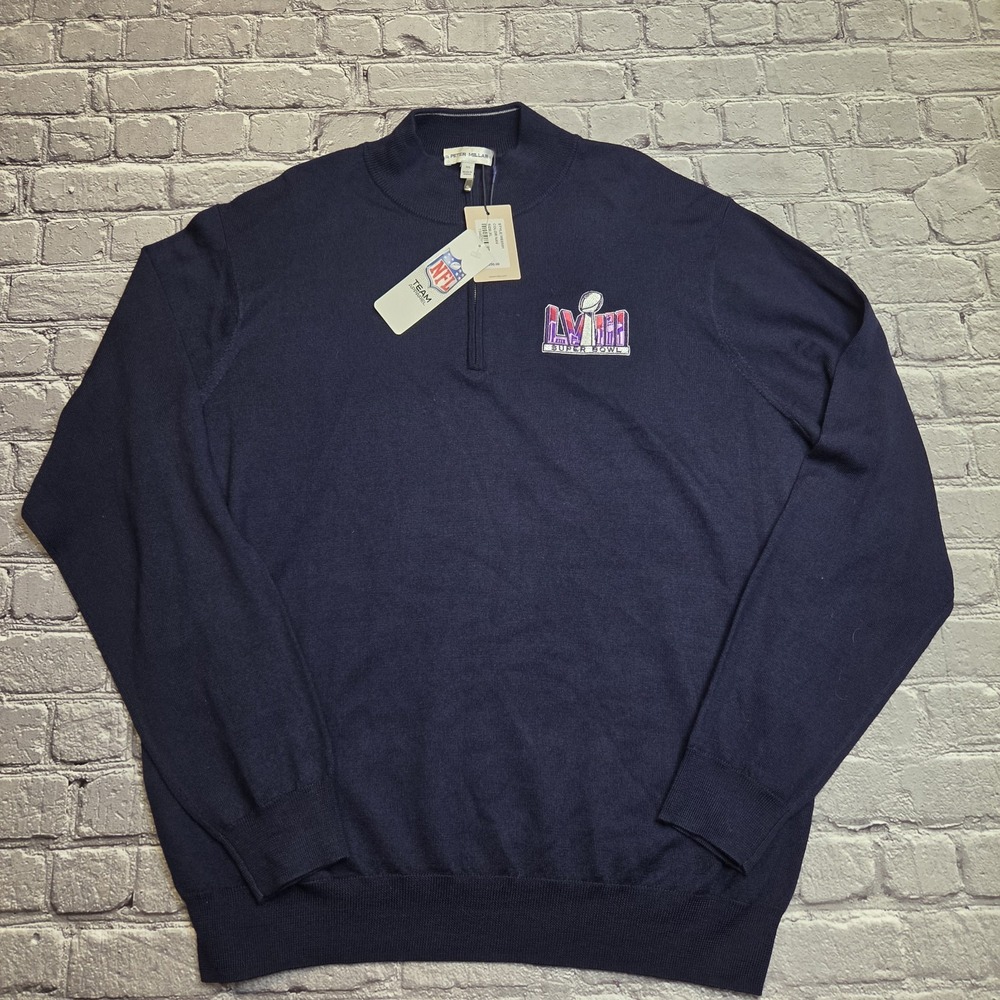 NWT Peter Millar Super Bowl LVIII 1/4 Zip Sweater Merino Wool Blend NFL Football